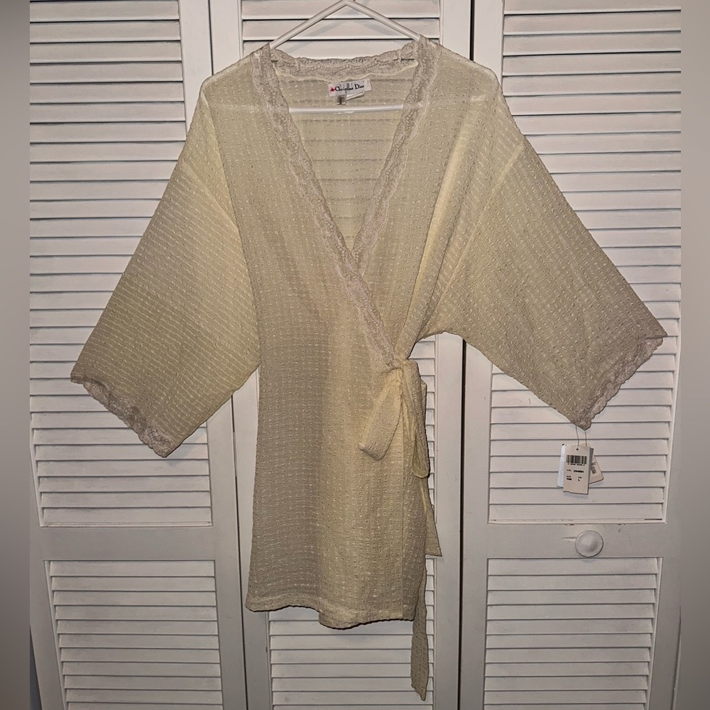 NWT Vintage Christian Dior Yellow/Vanilla Lingerie Robe